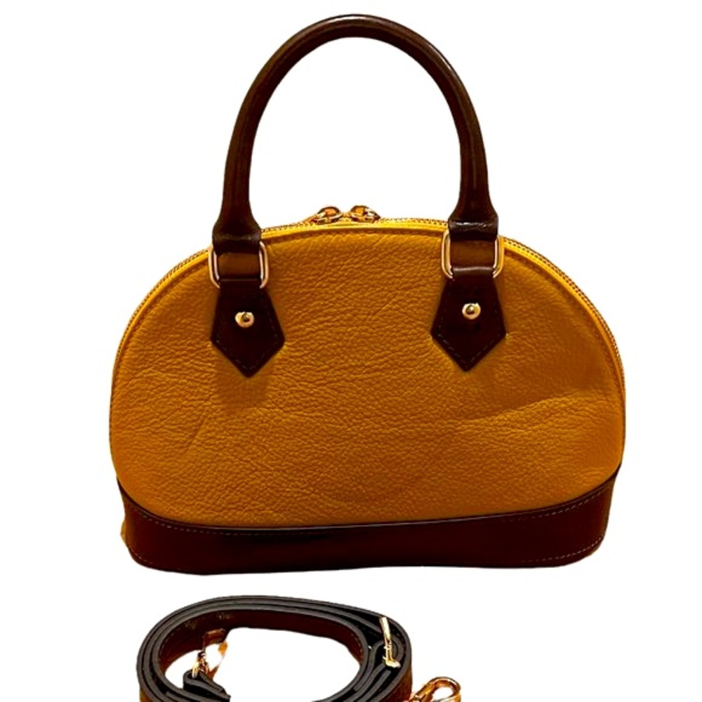 Divina Firenze Pebbled Leather Domed Zip Top Satchel